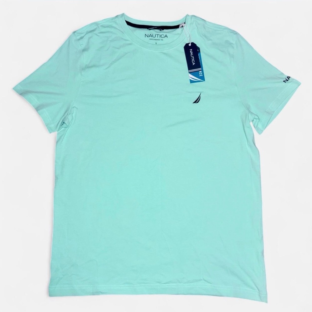 Nautica Men's Sea Water Blue Short Sleeve Performance Tee